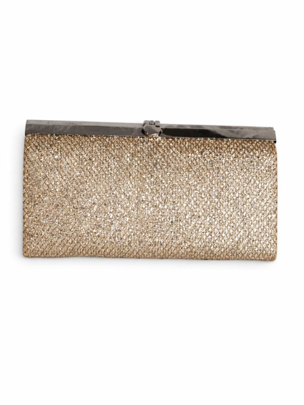 BEBE Gold Glitter Clutch Evening Bag Sparkle Formal Party Handbag Glam